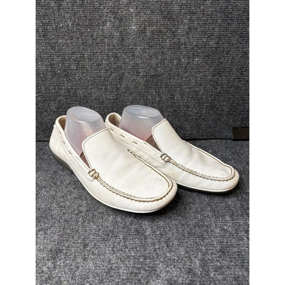 Rockport Mens White Washable Leather Loafers Moc Toe Slip On Shoes 8.5M APM27327